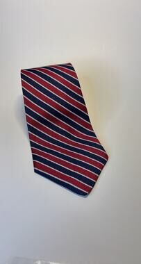 Sir James Men's Striped Tie - Red Blue White Classic Formal Neckwear
